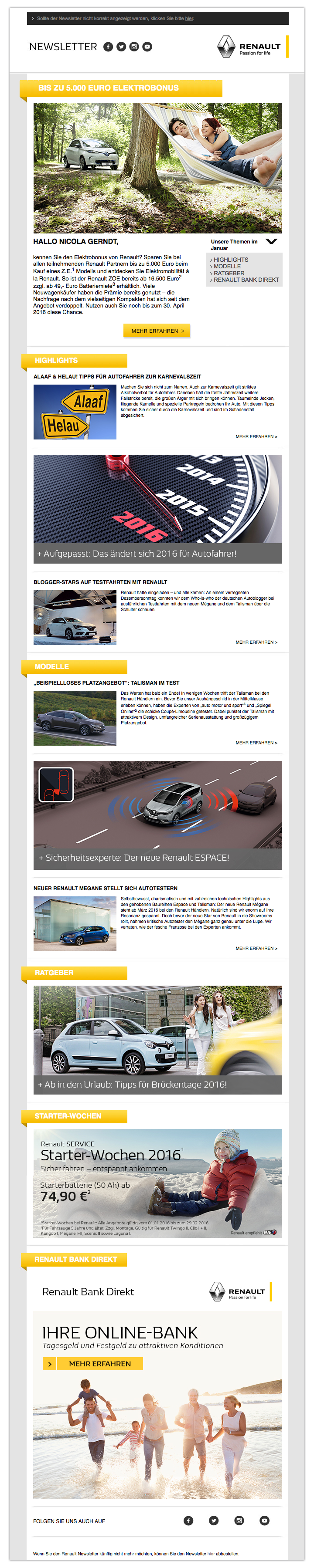 Renault Newsletter Nicola Gerndt Design